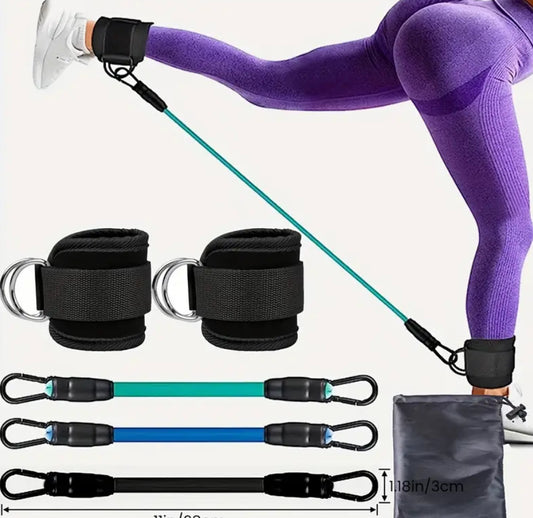 3pcs/set, Fitness Resistance Bands With Ankle Buckles, Leg Trainer Hip Trainer With Ankle Rings, Exercise Leg Straps